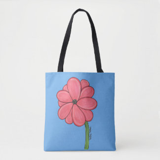 Pink Flower Full with Blue background Tote Bag