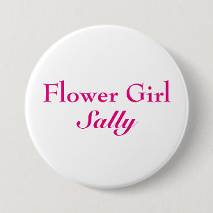 Pink Flower Girl Button