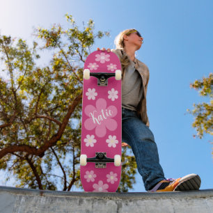  Pink Flower Glam-Barbie Inspired Skateboard