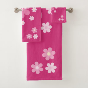 Pink Flower Glam- Bath Towel Set