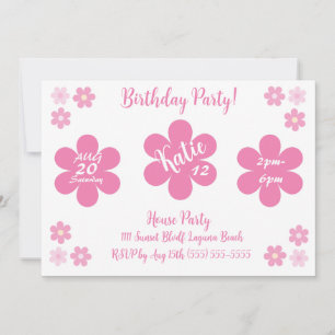  Pink Flower Glam- Invitation