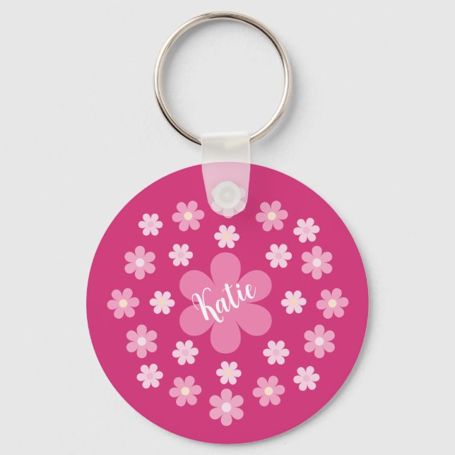  Pink Flower Glam- Keychain (Front)