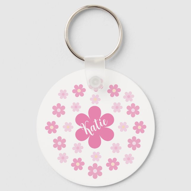  Pink Flower Glam- Keychain (Back)