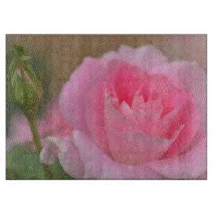 Pink Flower Glass Cutting Board
