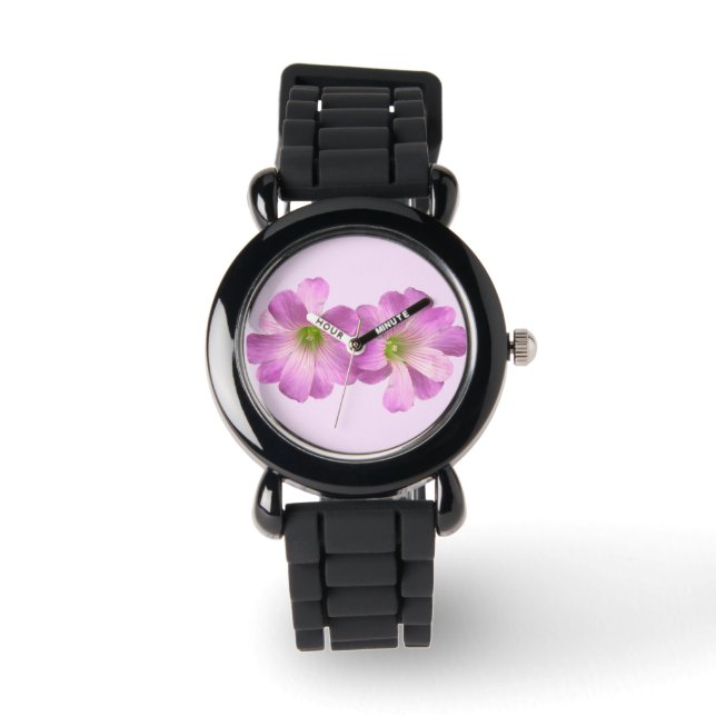 Pink Flower Glitter Watch (Front)