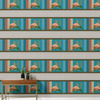 Pink Flower Gold Heart Blue Grey Brown Striped Art