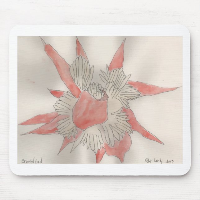 Pink Flower Illustration Mouse Pad (Front)