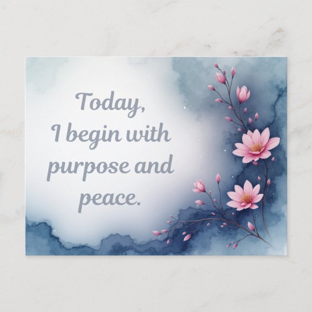 Pink Flower Inspirational Affirmation Postcard (Front)