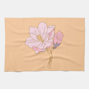 Pink flower kitchen towel