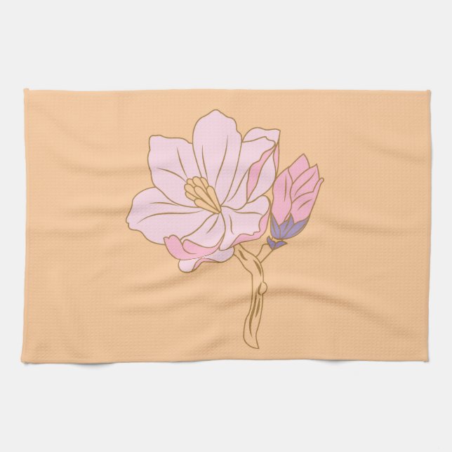 Pink flower kitchen towel (Horizontal)