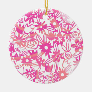 PINK FLOWER LACE CERAMIC ORNAMENT