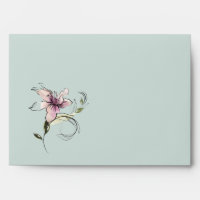 Pink Flower Lilies Wedding Evelope