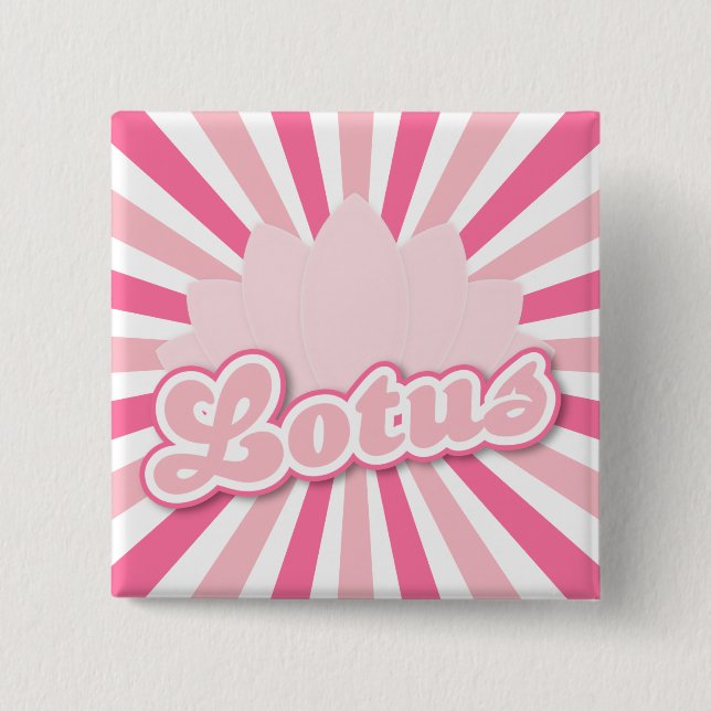 Pink Flower Lotus 2 Inch Square Button (Front)