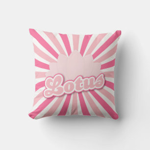 Pink Flower Lotus Throw Pillow