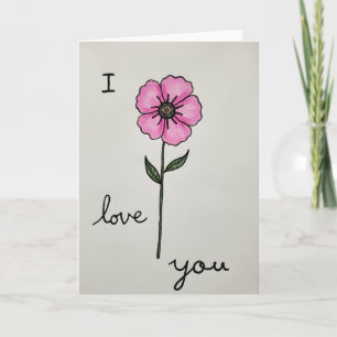Pink Flower Love You Card