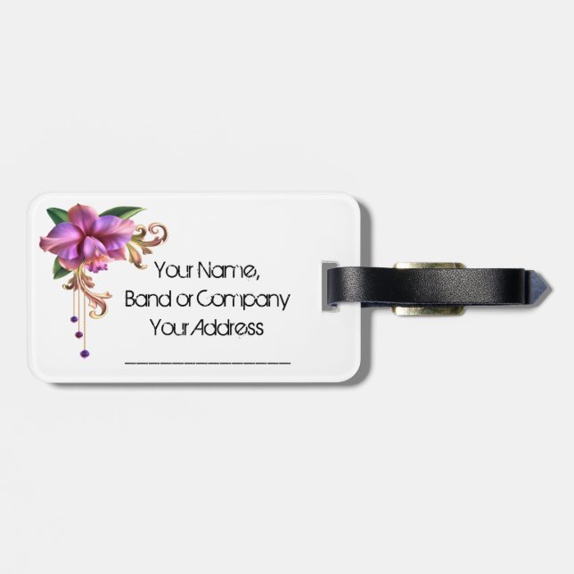 Pink Flower Luggage Tag (Back Horizontal)