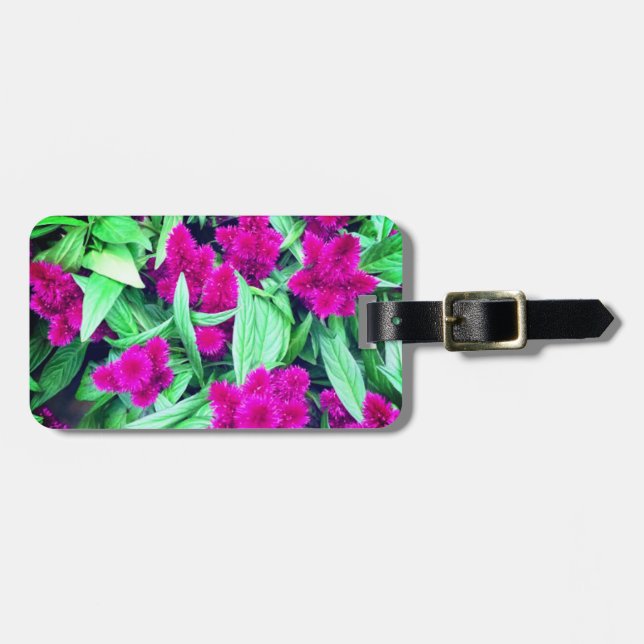 Pink flower luggage tag (Front Horizontal)