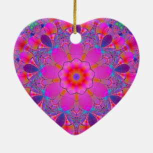 Pink Flower Mandala Ceramic Ornament