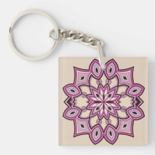Pink Flower Mandala Keychain