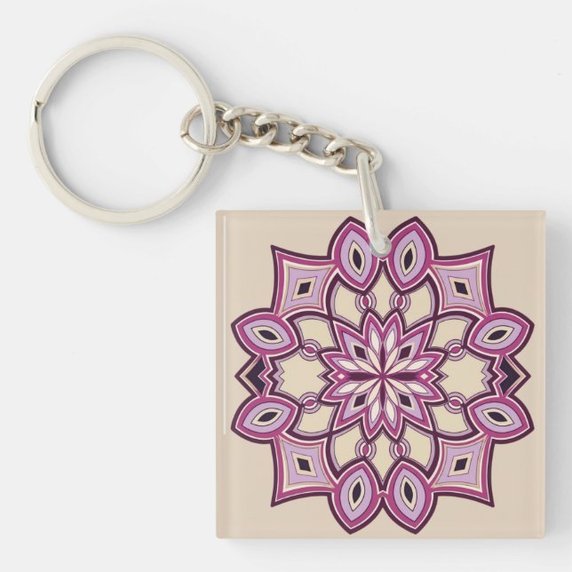 Pink Flower Mandala Keychain (Front)