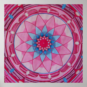 Pink flower Mandala Poster