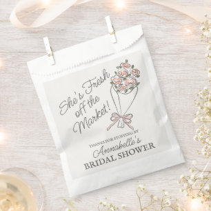Pink Flower Market Fresh Floral Bridal Shower Favour Bag