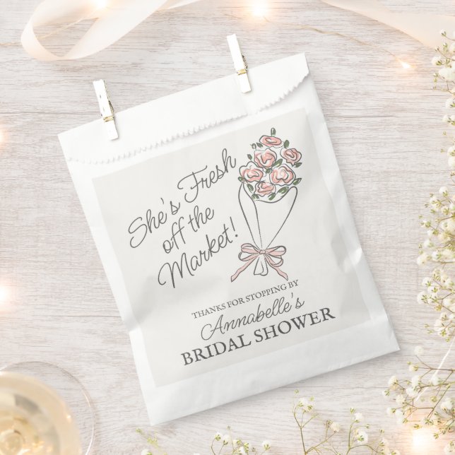 Pink Flower Market Fresh Floral Bridal Shower Favour Bag (Clipped)