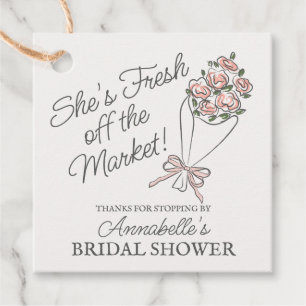 Pink Flower Market Fresh Floral Bridal Shower Favour Tags