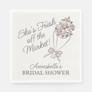 Pink Flower Market Fresh Floral Bridal Shower Napkin