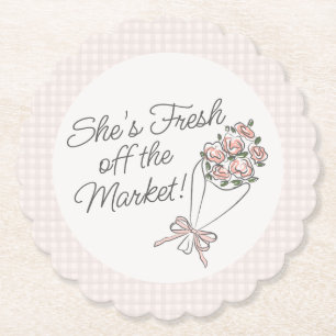 Pink Flower Market Fresh Floral Bridal Shower Paper Coaster