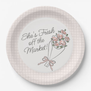 Pink Flower Market Fresh Floral Bridal Shower Paper Plate