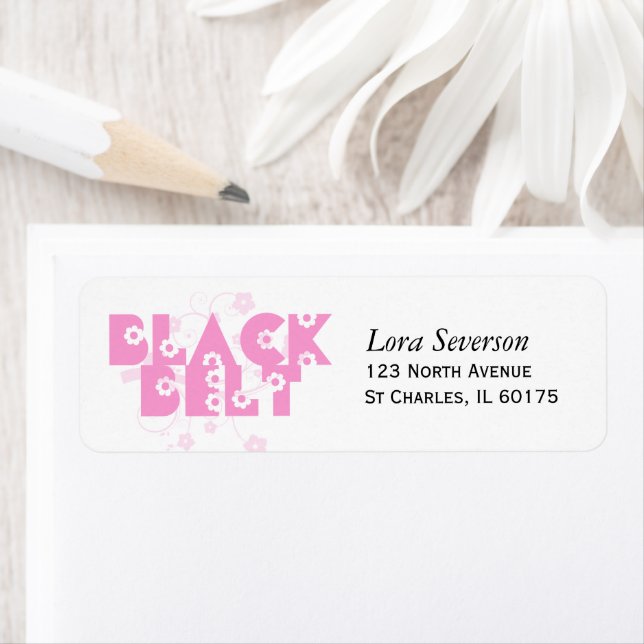 Pink Flower Martial Arts Black Belt Adresse de ret (En situation)