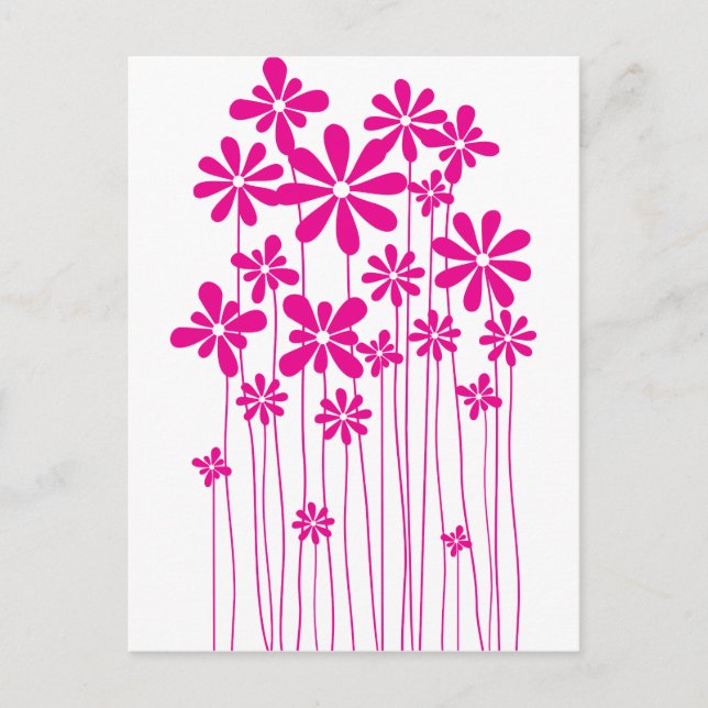 Pink Flower Meadow Postcard (Front)