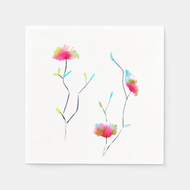 Pink flower modern simple Japanese inspired art Napkin (Front)