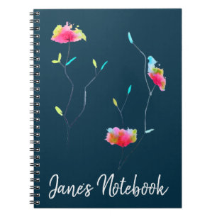 Pink flower modern simple Japanese inspired art Notebook