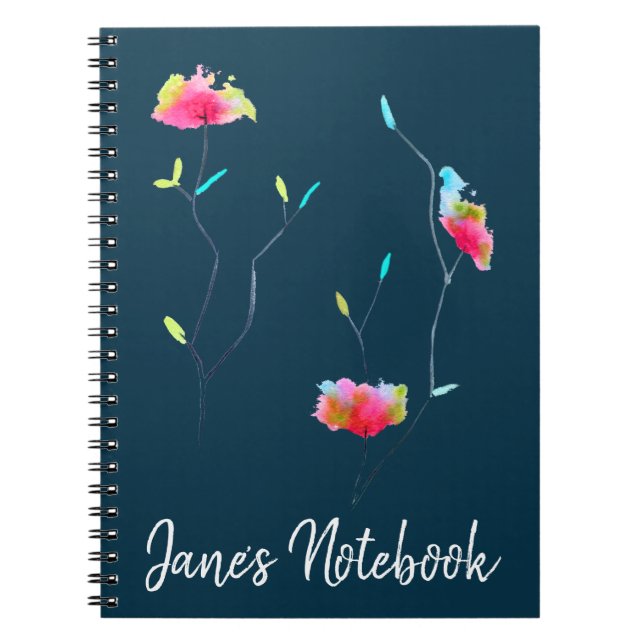 Pink flower modern simple Japanese inspired art Notebook (Front)