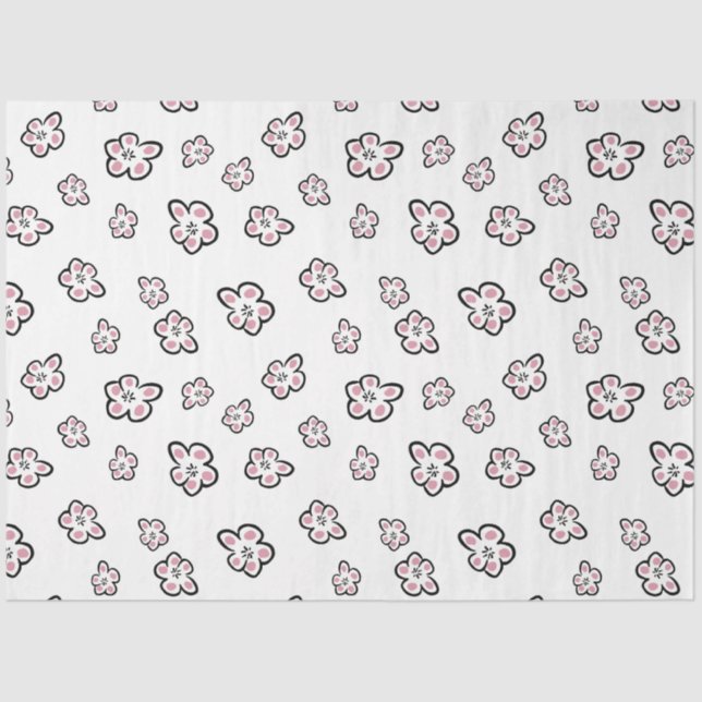 pink flower motif tissue paper (Front)