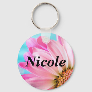 Pink Flower Name Keychain - Nicole