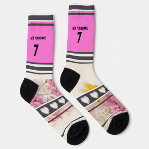 Pink Flower- Name Number Socks