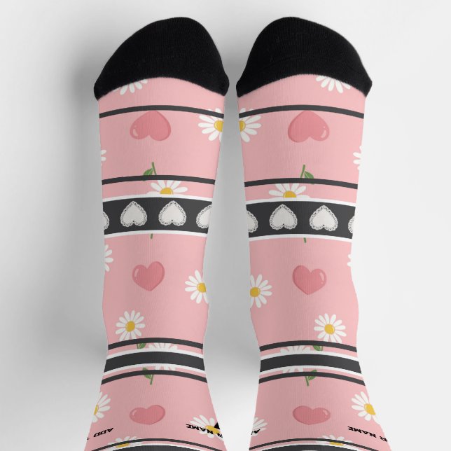 Pink Flower- Name Number Socks (Top)