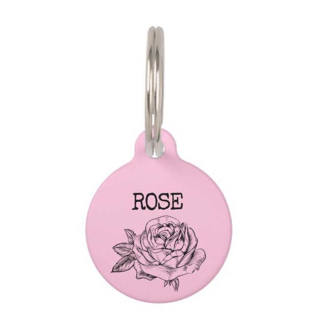 Pink flower named Rose Pet Tag (Front)