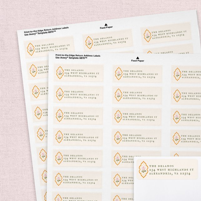 Pink Flower Orange Ogee Antique Serif Text (Créateur téléchargé)