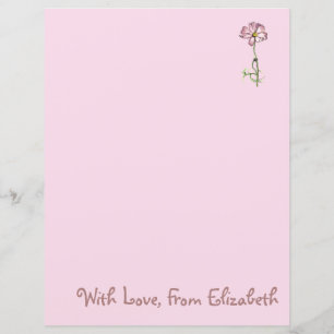 Pink Flower Painting Stationery Paper