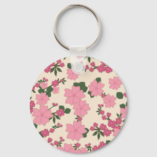 Pink Flower Pattern Keychain