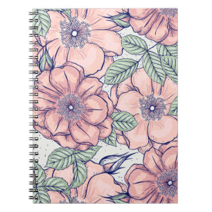 Pink Flower Pattern   Notebook Journal