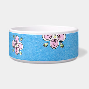Pink Flower Pattern on Blue