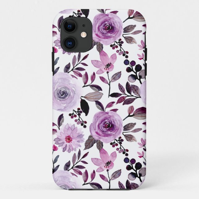 Pink flower pattern with white background Case-Mate iPhone case (Back)