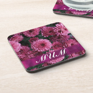 Pink flower personalized mother coaster