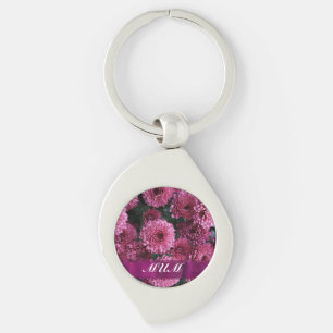 Pink flower personalized mother keychain