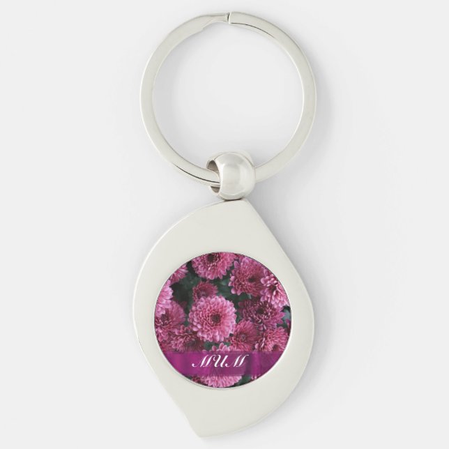 Pink flower personalized mother keychain (Front)